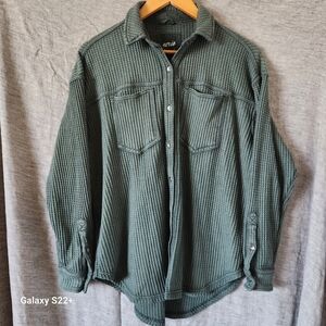 Aerie Sage Green Long Sleeved Shirt w Adjustable Cuffs, Size XS (Oversized), EUC